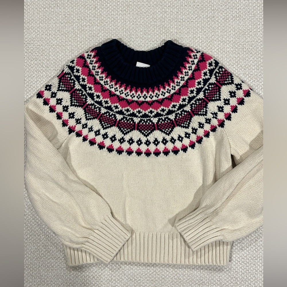 GAP Kids Navy and Pink Knit Sweater girls size 5 or XS